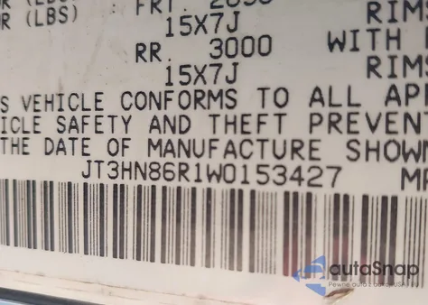 1998 Toyota 4Runner Sr5 V6 z USA, uszkodzony, nr VIN JT3HN86R1W0153427